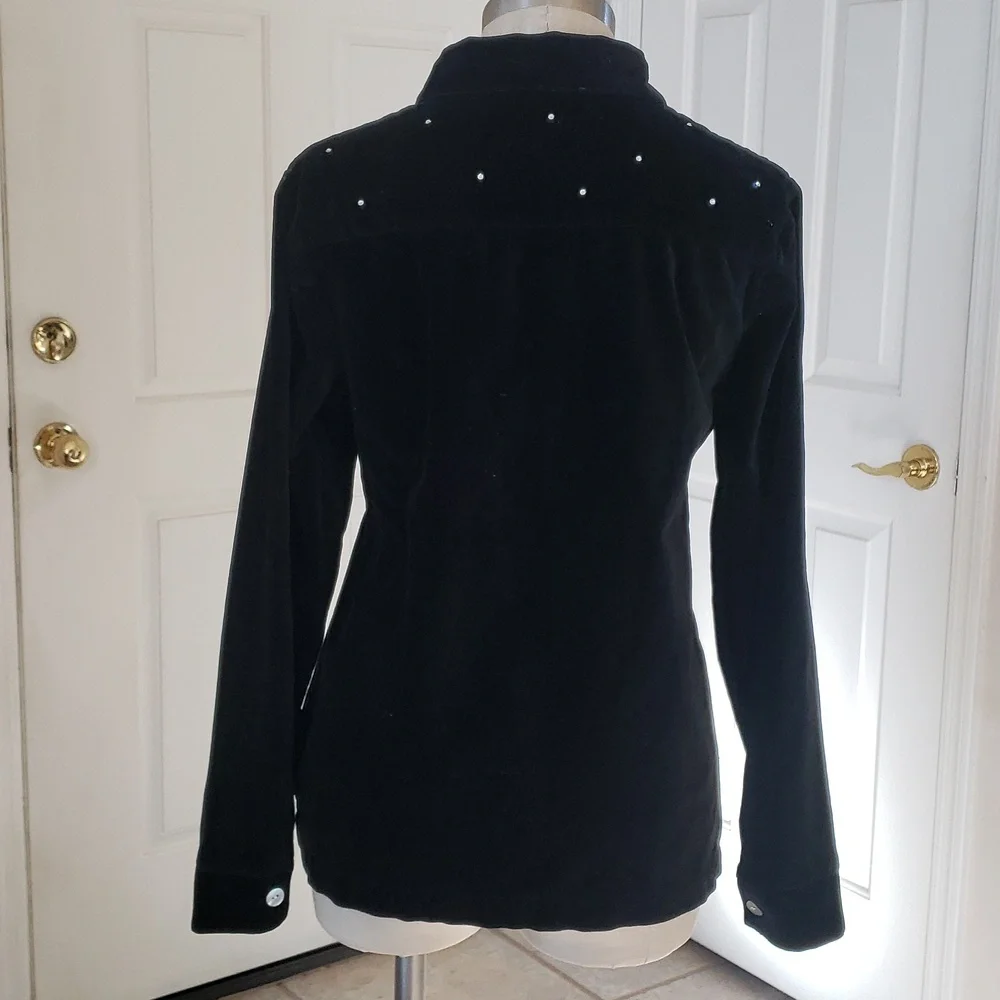 THE QUACKER FACTORY Black Velvet Rhinestone Jacket • Size Small - Picture 13 of 16